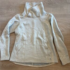 Women's Light Gray Quilted Turtleneck Sweater